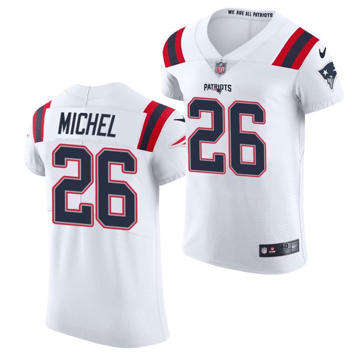 Men New England Patriots #26 Sony Michel Nike White Vapor Elite NFL Jersey